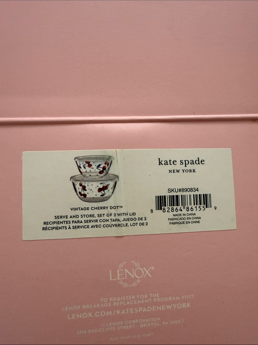 Kate spade Vintage Cherry Dot serve and store set of 2 bowls